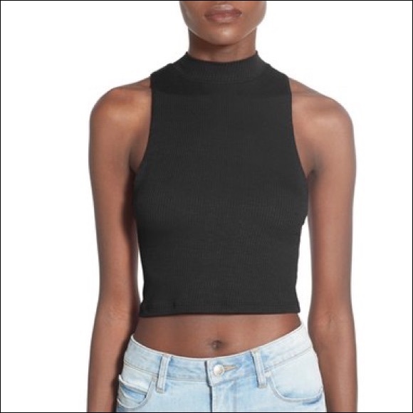 black sleeveless halter top